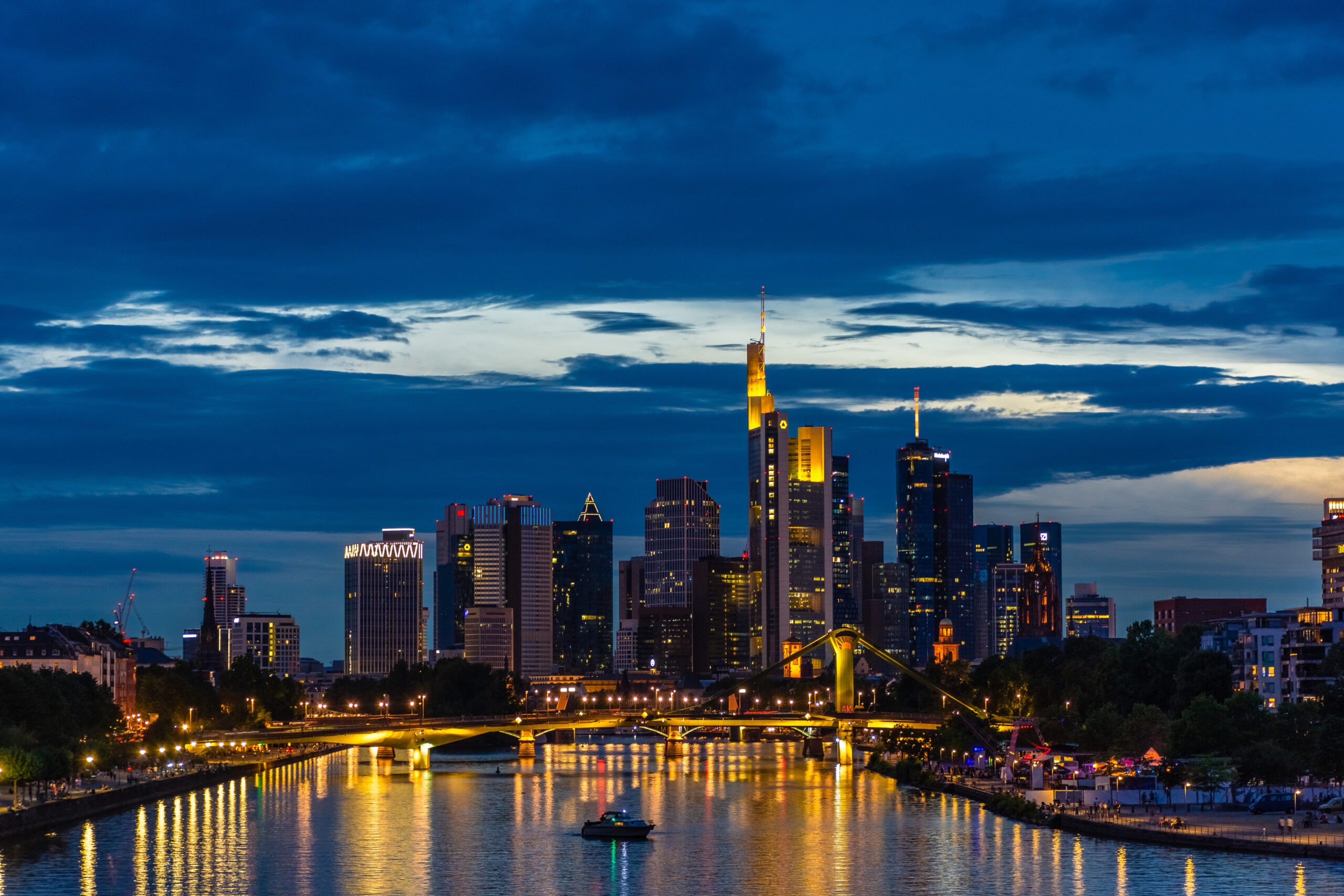 FRANKFURT, GERMANY, 25 JULY 2020: Modern business and financial district of Frankfurt